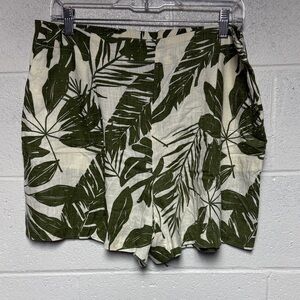 Industry Women's Ivory Palm Linen Blend Shorts Sz XL